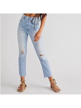 Mother High Waisted Rider Ankle Fray Jeans in Island Afterhours 29